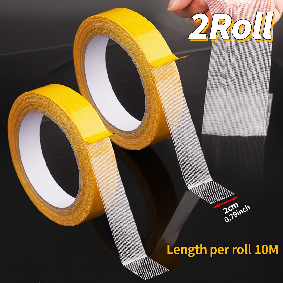 TEMU 2 Rolls Double-sided Tape, Strong , Nail-free Bonding, Curtain Shortening Tape, Adhesive Suitable For Fixing Carpets, Pants Edging, Offices,