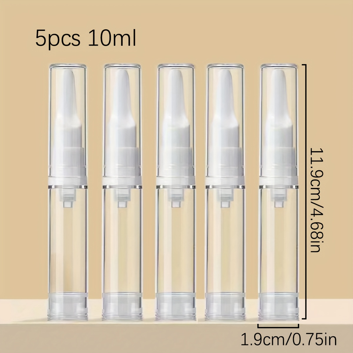 E-shop 5-teiliges Vakuum-Rollerflaschen-Set 5/10ml Leere Augencreme--Spender Make-up Airless-Behälter Reise-Essentials Tragbare Nachfüllbare
