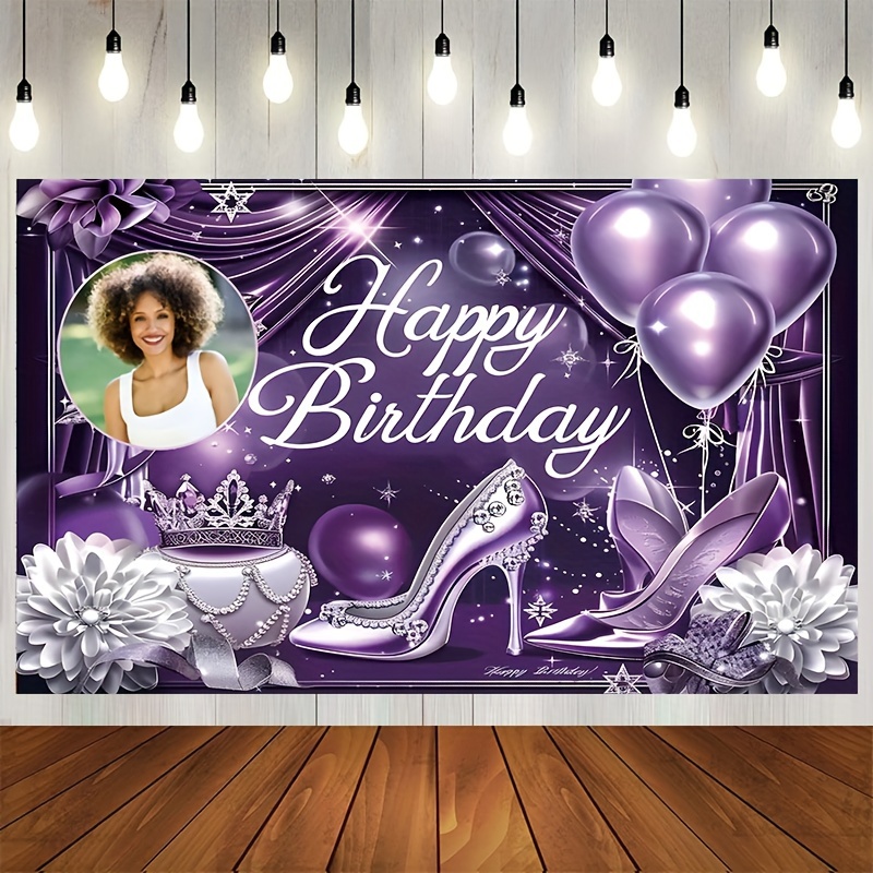 

1pc Personalized Birthday Banner - Customizable Photo Party Decoration, Polyester Backdrop For Birthday & Wedding Celebrations, No Electricity Required, Fits - Event & Party Supplies