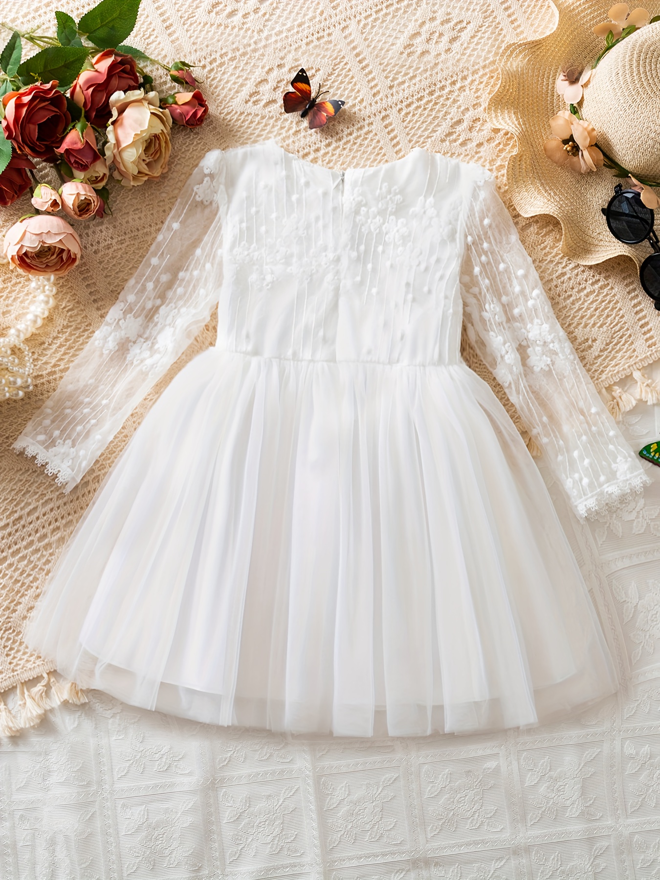 long sleeve 1st birthday dress Elegant Baby Long Sleeve Sequin 1st Birthday Dress Toddler Flower Girl Dresses