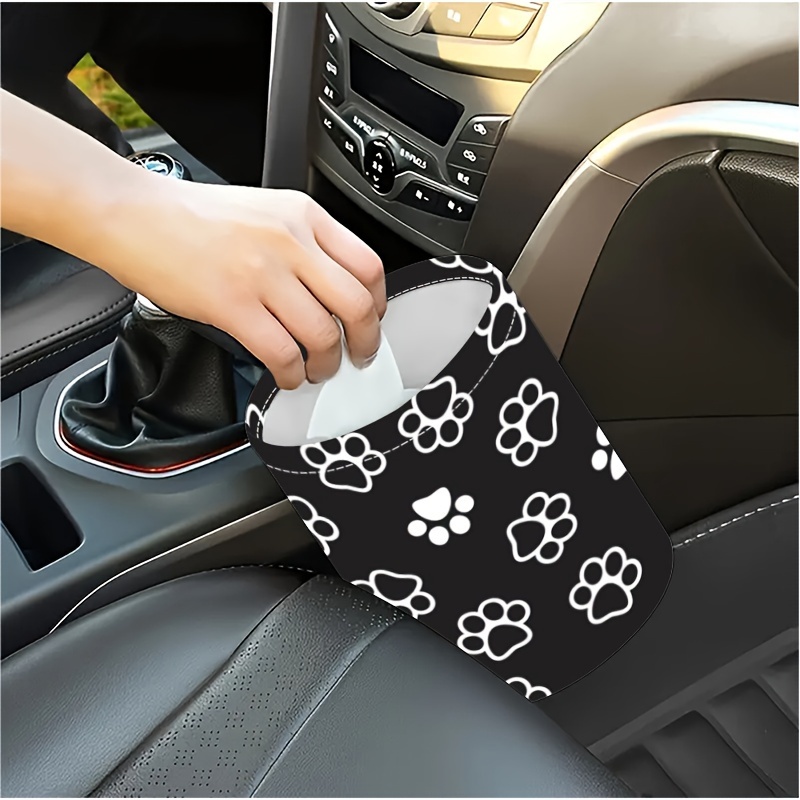 

1pc Animal Paw Print Car Trash Can, Printed Trash Bag, Waterproof, Foldable, Hanging Style, Polyester Material For Vehicle Interior Decoration And