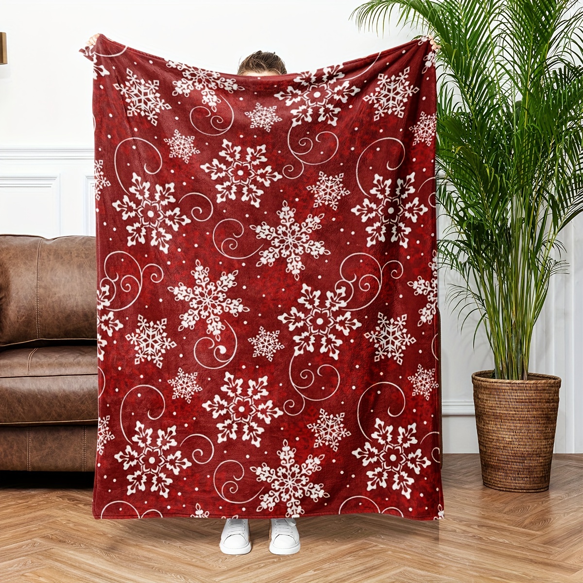 

1pc Couverture de Noël , Flanelle Multifonctionnel Décoration Saisonnière, Contemporain Couverture de Canapé Confortable Toutes , Lavable en Machine Numérique Polyester