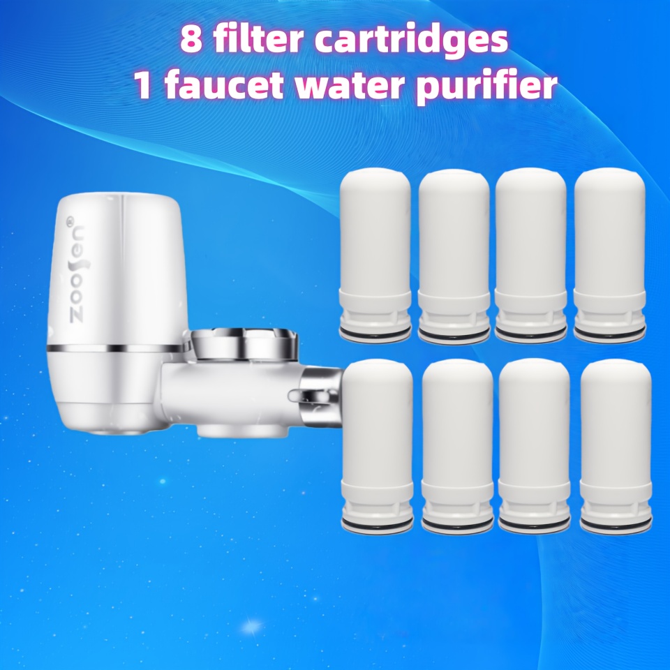 E-shop Der Wasserhahnfilter wird mit 8 Ersatzfilterkartuschen geliefert, die zu den meisten Wasserhahn-Wasserreinigern passen. Er ist einfach zu