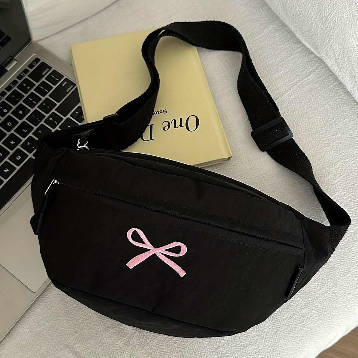 Image of Fresh Bow Sling Bag Cute Versatile Lightweight Cycling Waist Pack Korean Style Niche Phone Bag For Women