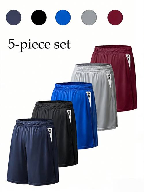 5 mens quick dry mesh shorts casual micro stretch elastic waistband drawstring shorts