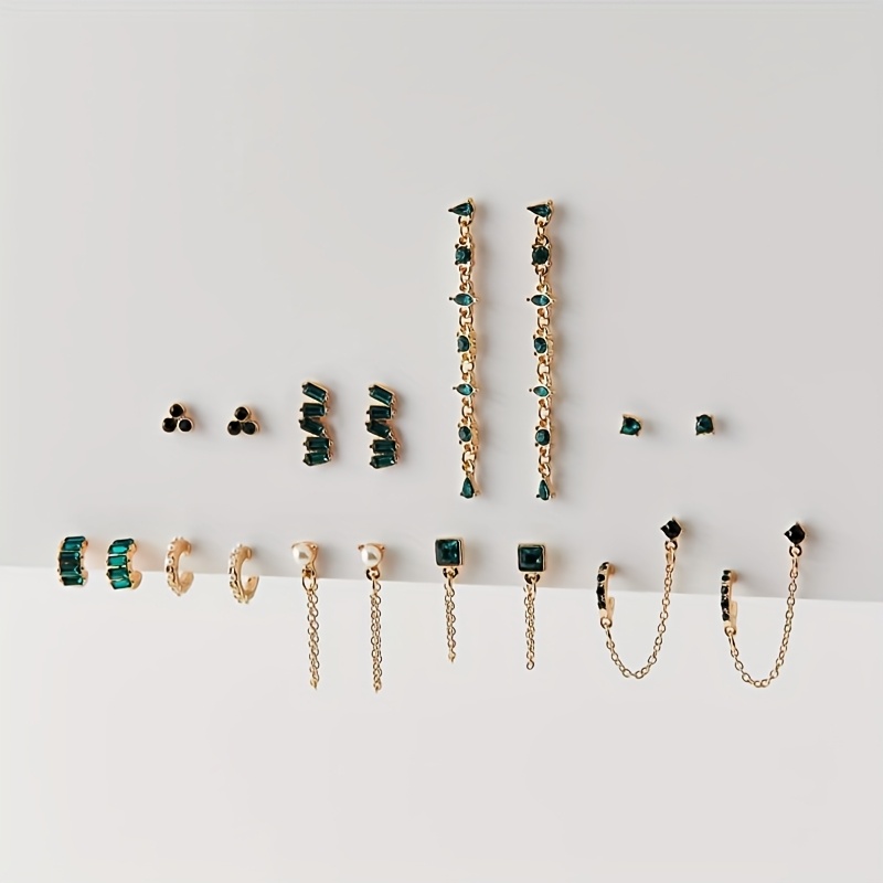 9 pairs womens fashion hoop earrings set c shaped drop - Temu