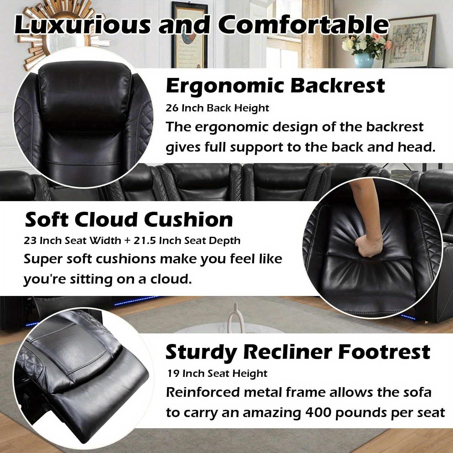 black beige breathable leather sofa living room multifunctional lounge chair sofa set suitable for living room villa apartment office   sofa bed multi person long sofa lazy sofa set with hidden storage function Product details 6