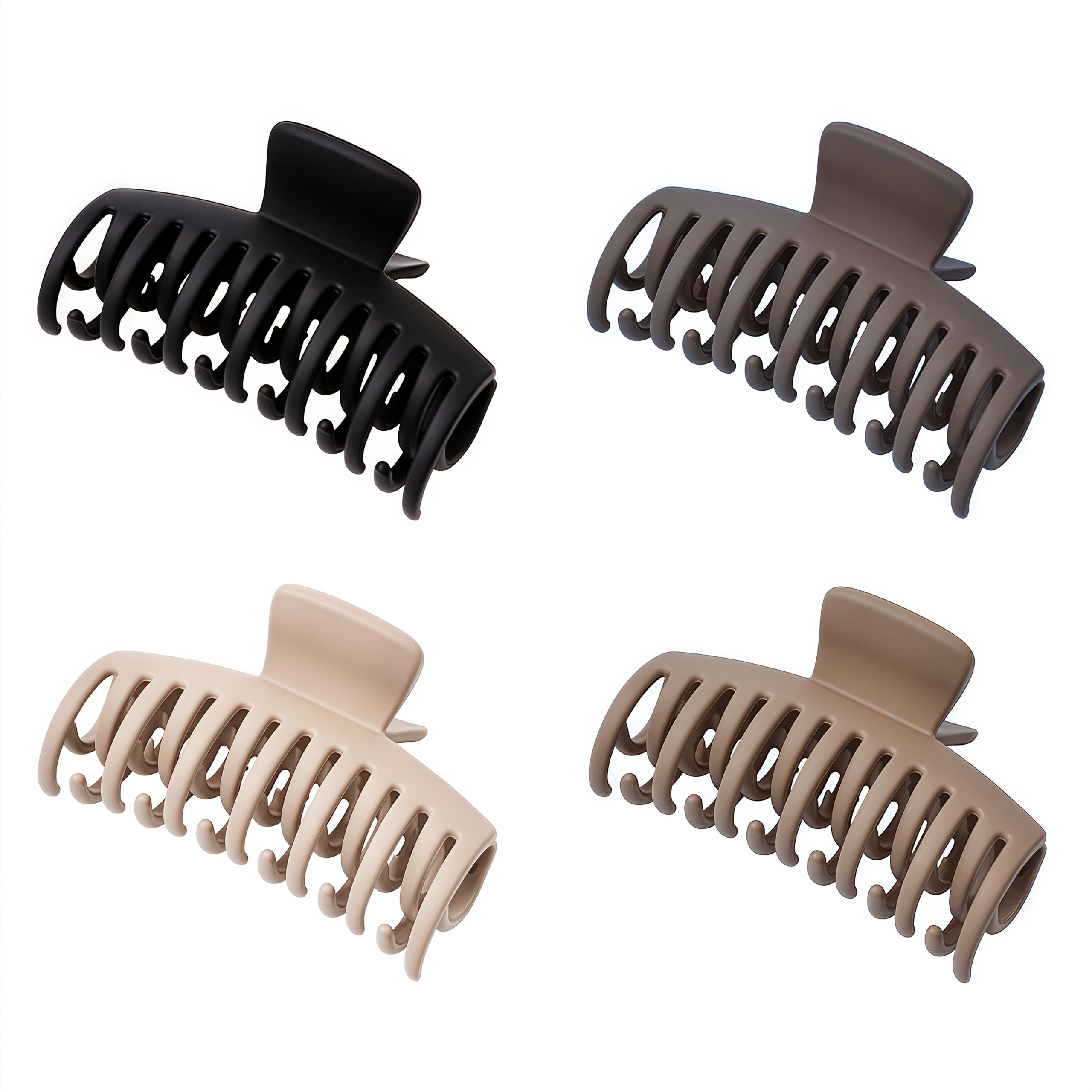 Image of Zhenzhuacc 4/8 Pack Hair Claw Clips For Thin Thick Hair, 3.5" Medium Large Double Row Teeth Matte & Tortoiseshell Hair Jaw Clips, Non-slip Hair Additions For Women Daily Wear