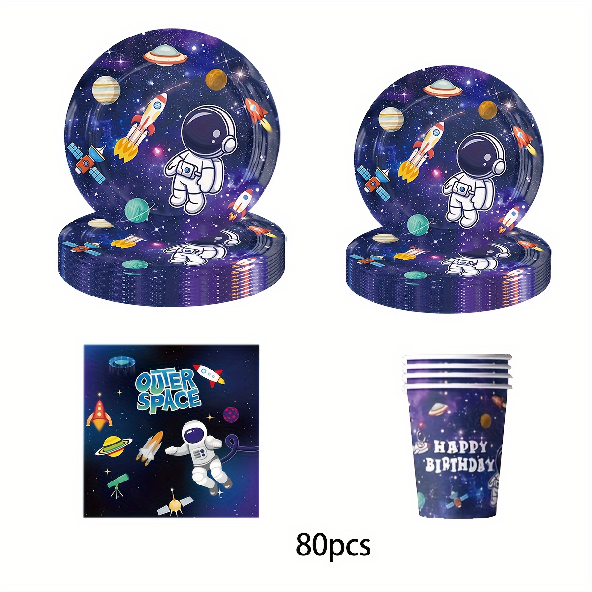 TEMU 80pcs Purple Set - Disposable Tableware For Birthday & Decor