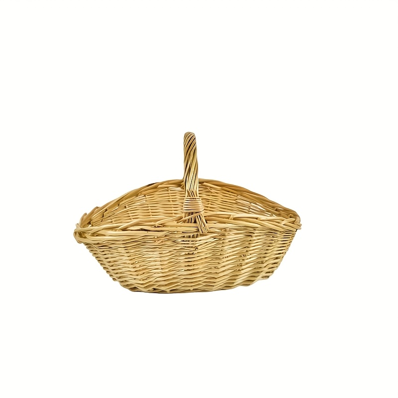 Image of Willow Woven Basket - Rattan Storage Basket Suitable For Outdoor/ Use, Multi- Trash Bin, Basket For,, Picnic, Durable Contemporary Basket With (no Revision), Shelf Baskets