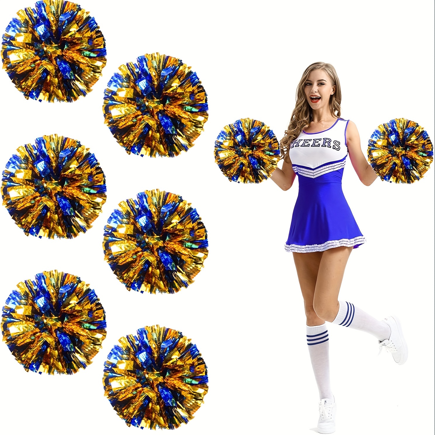 

2pcs Of Blue Mixed Gold Cheerleading Color Ball Dancing Dance Cheerleading Sports Flower Ball