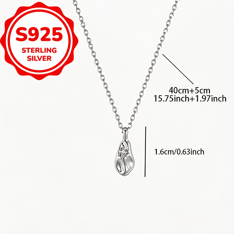 Women's 925 Silver Starburst Irregular Water Drop Pendant Necklace