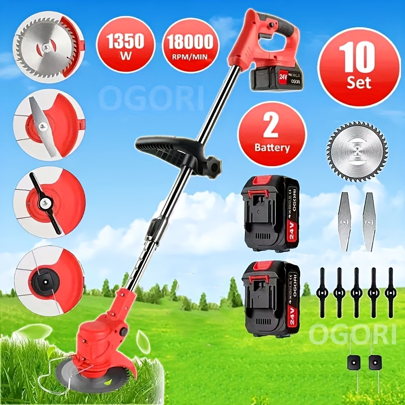 Cordless Grass Trimmer with 2 Batteries - Heavy-Duty Electric Weed Cutter, Lawn Edger & Tree Trimmer - Powerful Motor, Long Reach Shaft, Lightweight Design for Professional & Home Gardening - Compatible with 18V Batteries () - Ideal for Residential/Commercial Use, Weeder Trimmers, Outdoor Maintenance Tool, Ergonomic Handle, Durable Construction, Landscaping Professionals, Garden Edging, Compact Trimmer, Sturdy Build, Landscaping