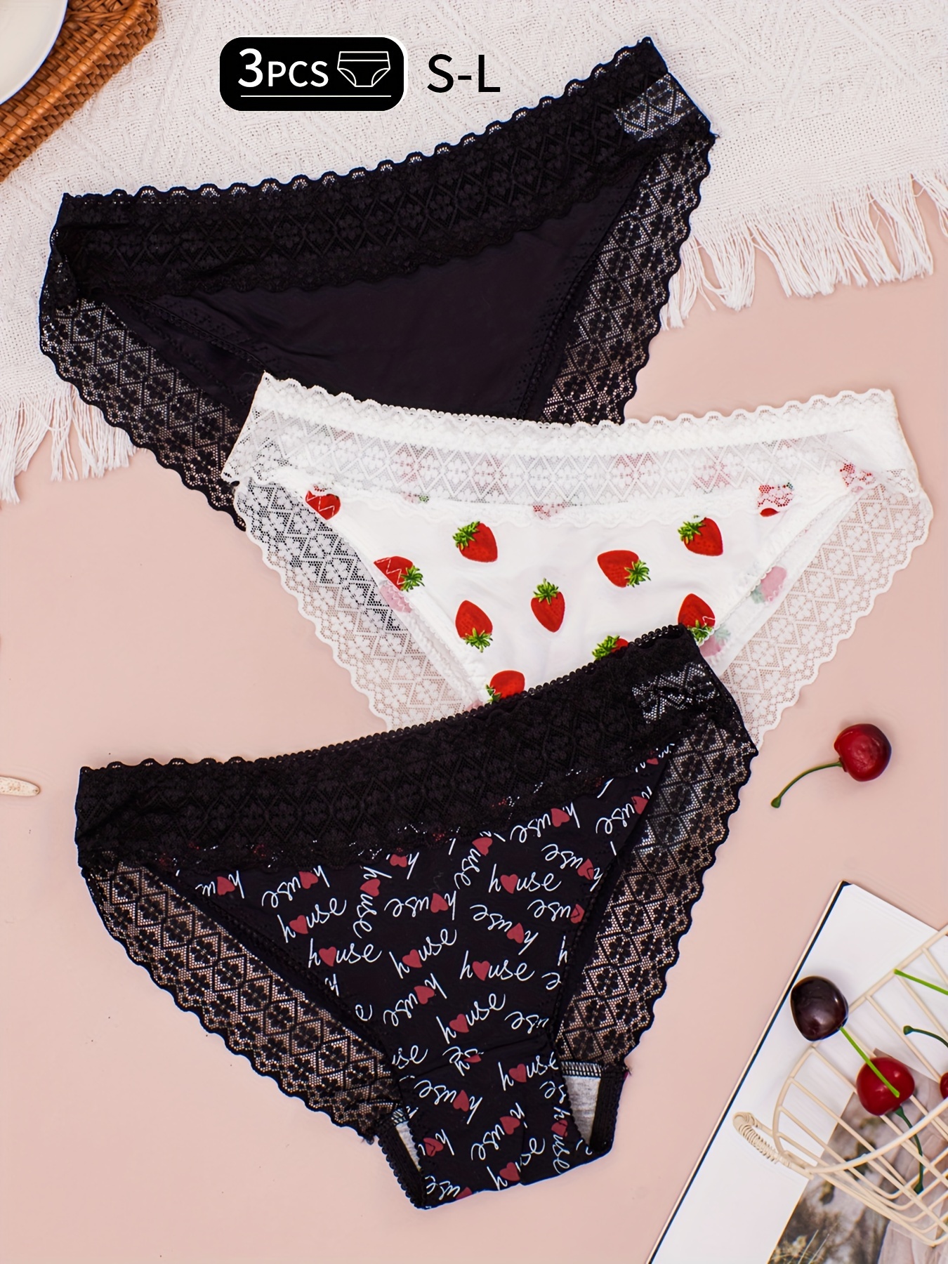 Fruit Print Briefs Cute Breathable Stretchy Intimates - Temu