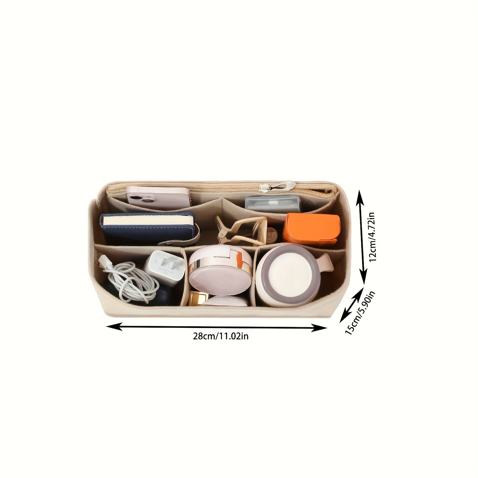 Image of -bag, Storage Bag 1pc Multi-compartment Storage Bag, Made Of Felt Material, In Handbags, Convenient For Storing Small Items Such , , Water Cups And Other Items