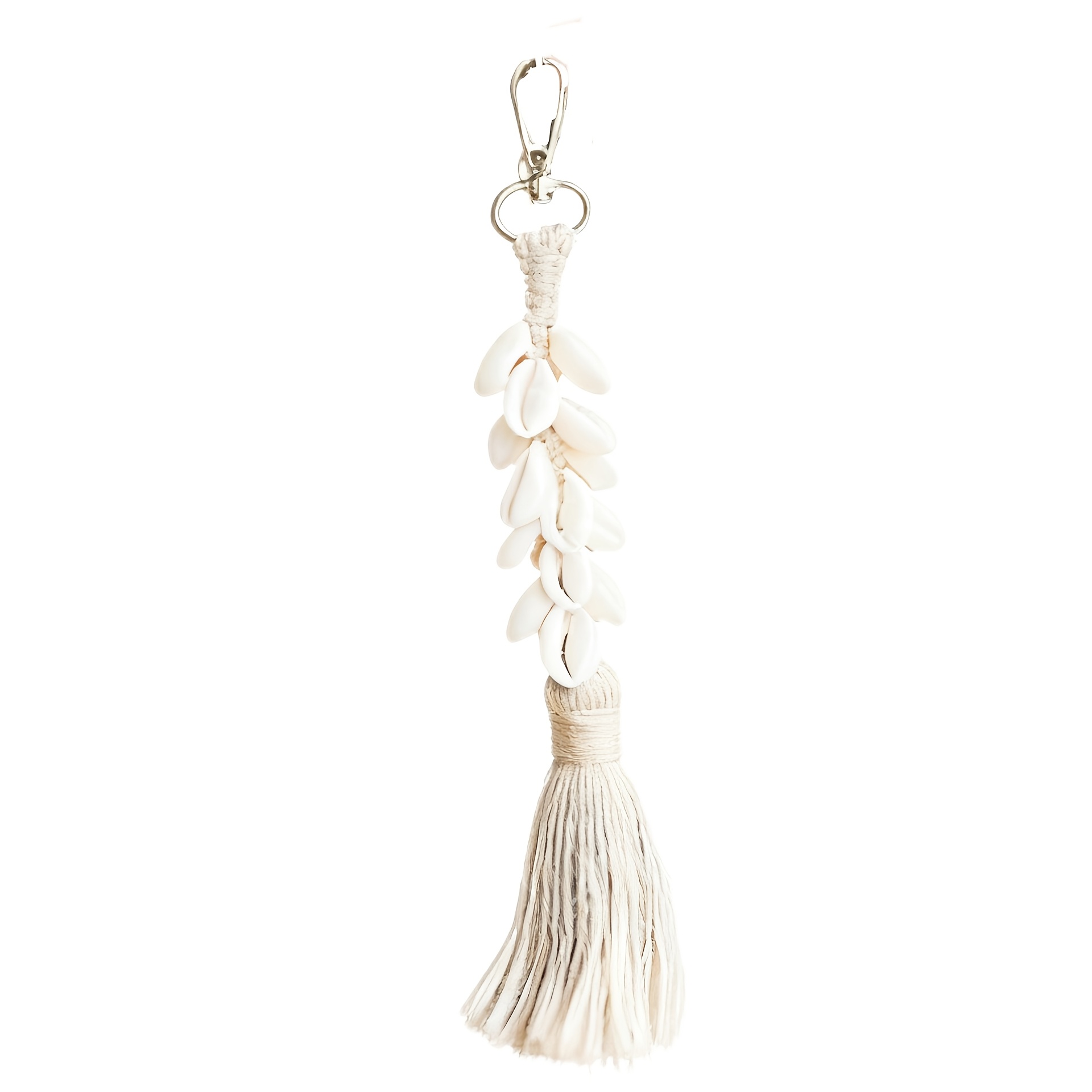 A Wooden Bead Tassel String Hand-woven Phone Charm Key Pendant