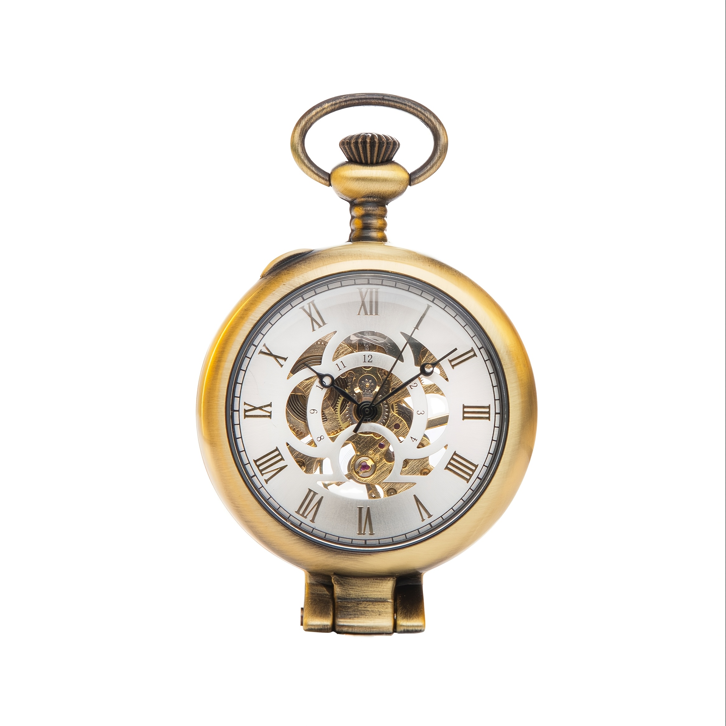 E-shop Vintage Mechanischer mit Lupe - Robuste Kette, Goldfarben & Römische Ziffern, Perfektes Geschenk für Männer, Langlebige Legierung, Klassisches