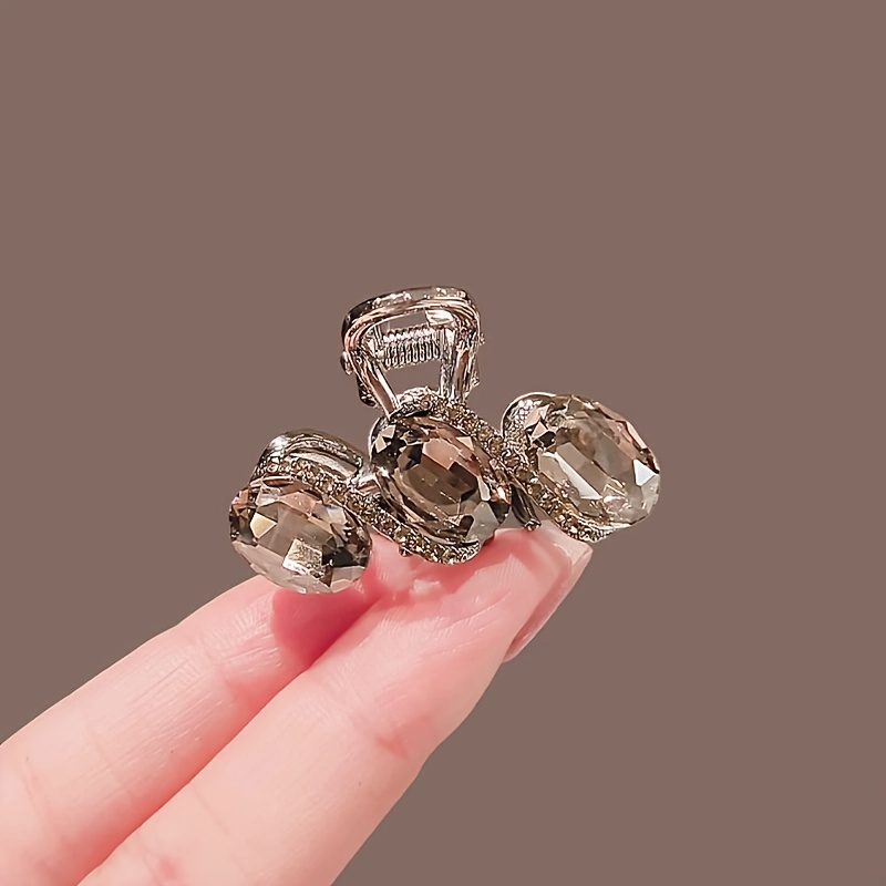 TEMU Elegant Hair Claw - Sparkling Alloy Shark Clip For Bangs & Side Hair, Chic Solid Color Accessory