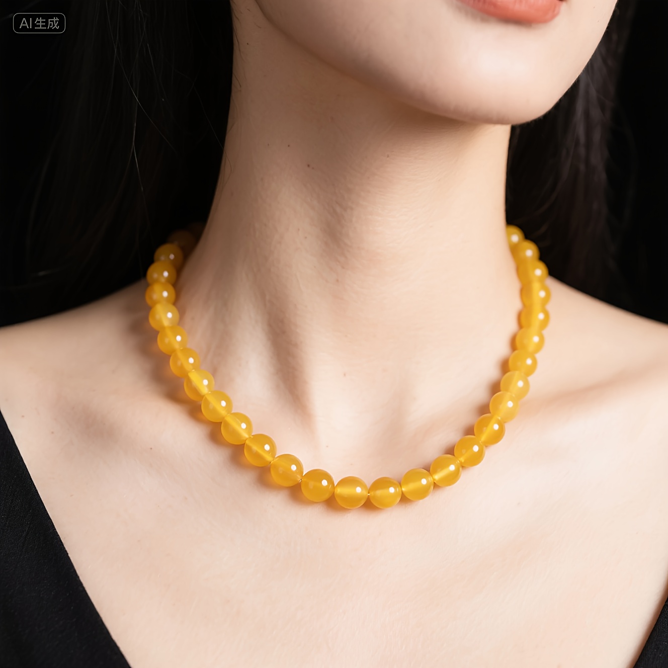 TEMU Natural 8mm Round Bead Necklace - December Birthstone Jewelry, Golden-yellow Beads For Everyday & Special Occasions,