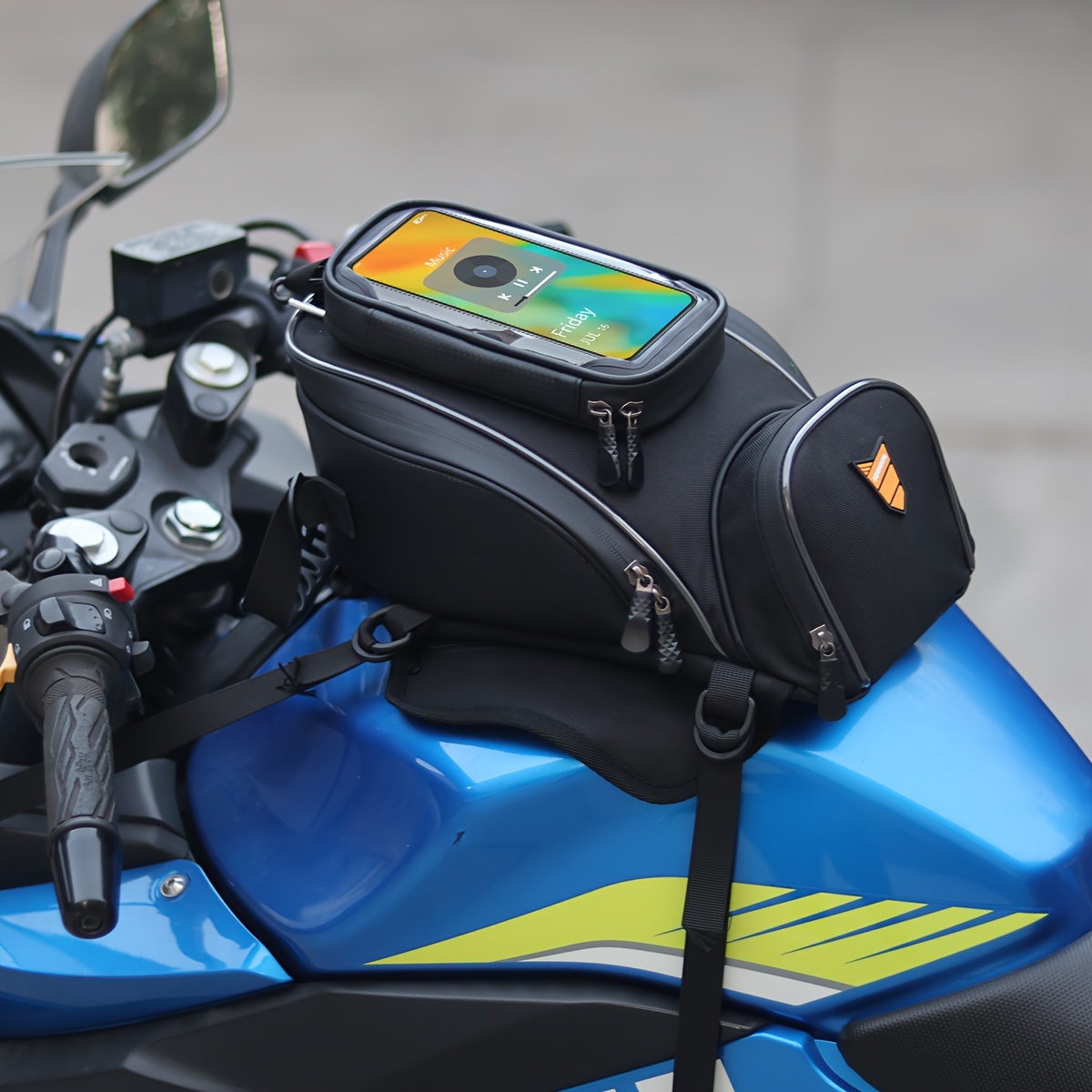 Sac Réservoir Moto Magnétique - Étui Téléphone Étanche - Navigation GPS - 7 Aimants - 18x10cm
