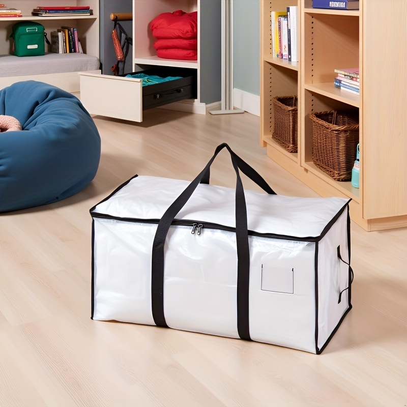 TEMU Heavy-duty With Zippered Storage Bag, Reinforced Handles And Labels - Foldable Supplies For Moving, Storage, And Travel, Transparent