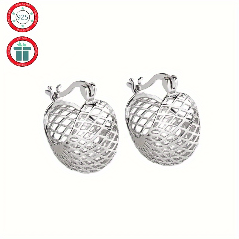 

Xkv 925 Sterling Silver U-shaped Teardrop Earrings, Sexy & Simple Hollow-out Woven Design, Daily & Vacation Wear, Gift For Girlfriend Or Friend, 2.96g