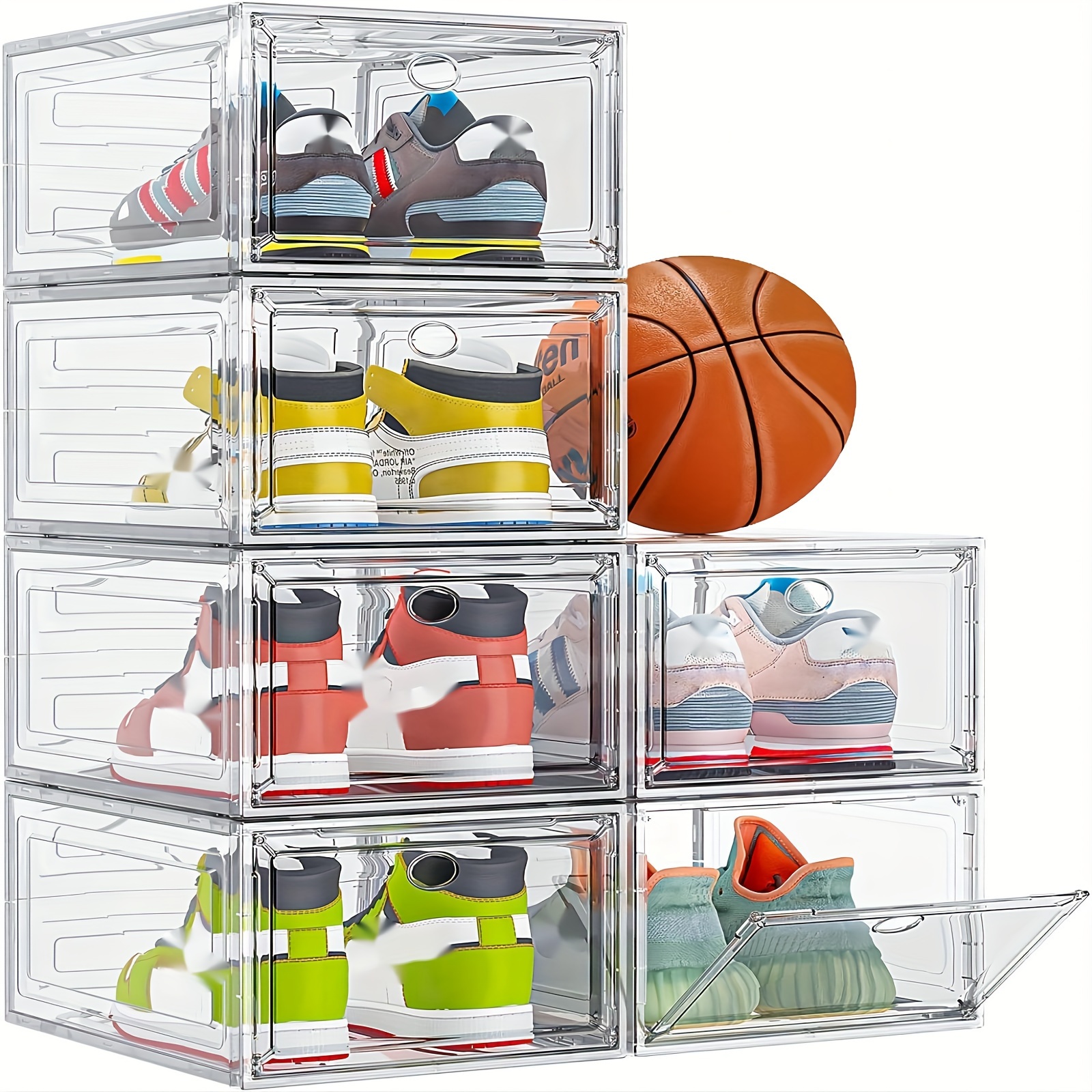 

Upgrade Harder Solid Plastic Shoe Organizer With Magnetic Front Door, Shoe Boxes Clear Stackable, Sneaker Storage For Closet, Shoe Display Case