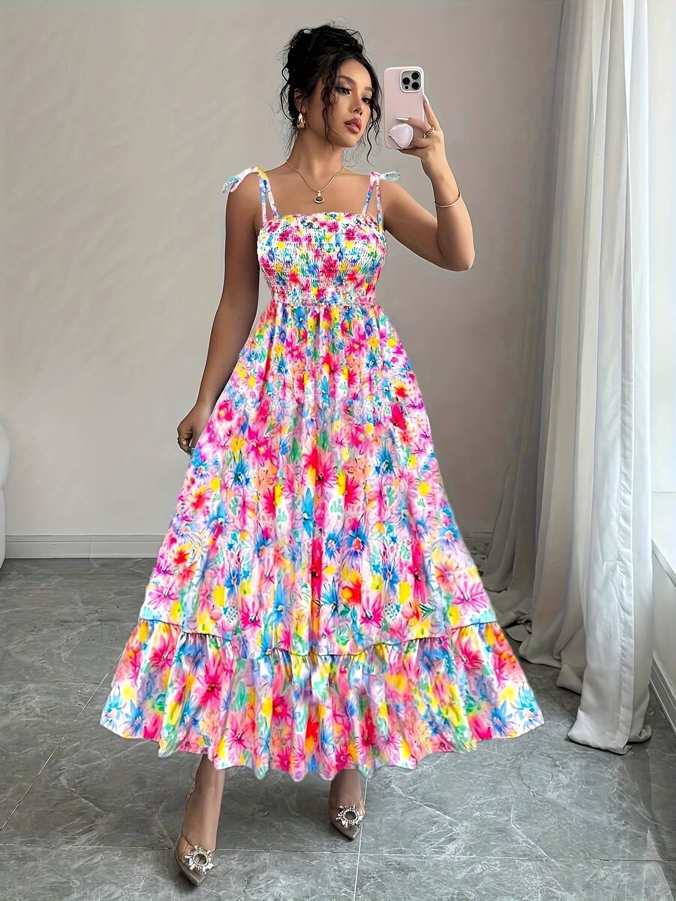 knee length dresses for ladies Pink Paisley Floral Dress | Strapless Maxi Dress