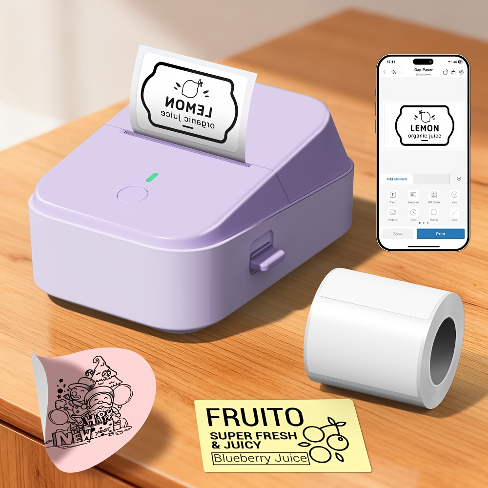 portable wireless wireless label printer suitable for pc smartphone inkless thermal paper printer with compatible for compact label maker for small   the labeling