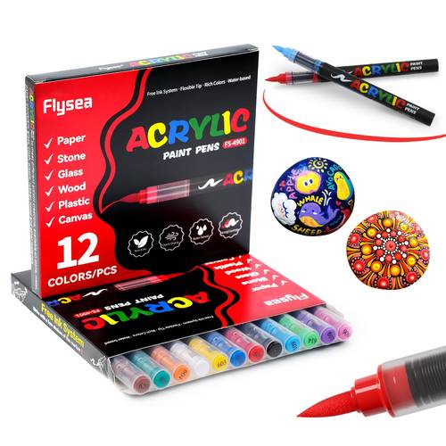 item picture 12 24 36pcs acrylic paint marker set vibrant non toxic stackable colors acrylic markers suitable for painting on rocks and ceramics professional art supplies multi surface use