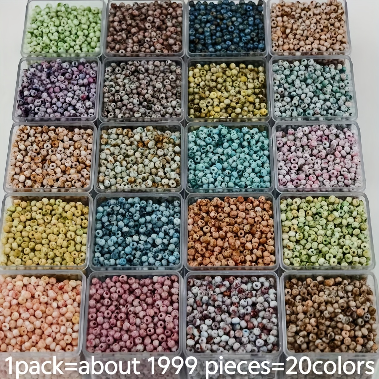 E-shop 1999 Stück 4mm 20-Farben Sortiment - Ölmalerei Einfarbige Picasso Glasperlen für Handgefertigte Armbandweberei, Geeignet für Schmuckherstellung,
