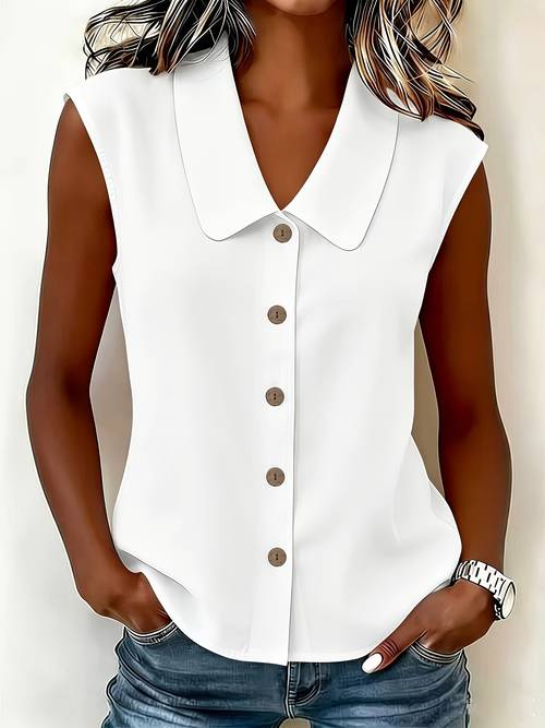 elegant and fashionable womens sleeveless shirt solid color casual work vest top