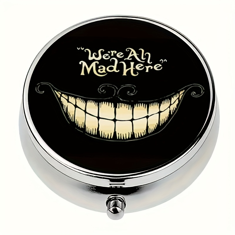 1pc All Crazy Themed Round Pill Box, Three-compartment Portable Design, Home And Travel Medicine Storage Box, Unique And Practical Gift