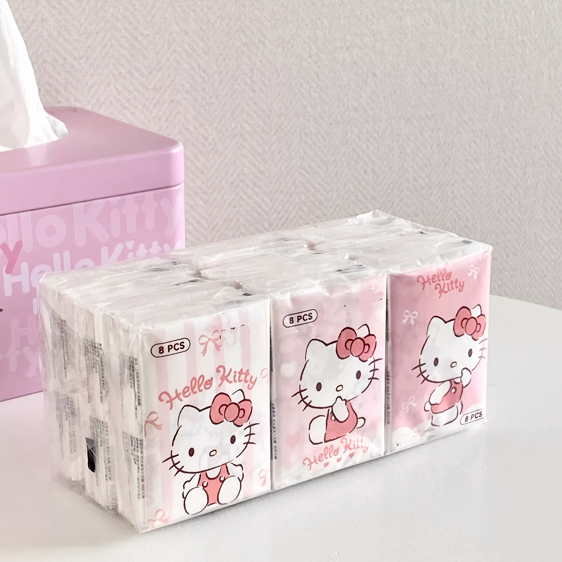 E-shop 9er-Pack/Beutel Sanrio Taschentücher, tragbare dreilagige weiche Gesichtstücher, Servietten Toilettenpapier