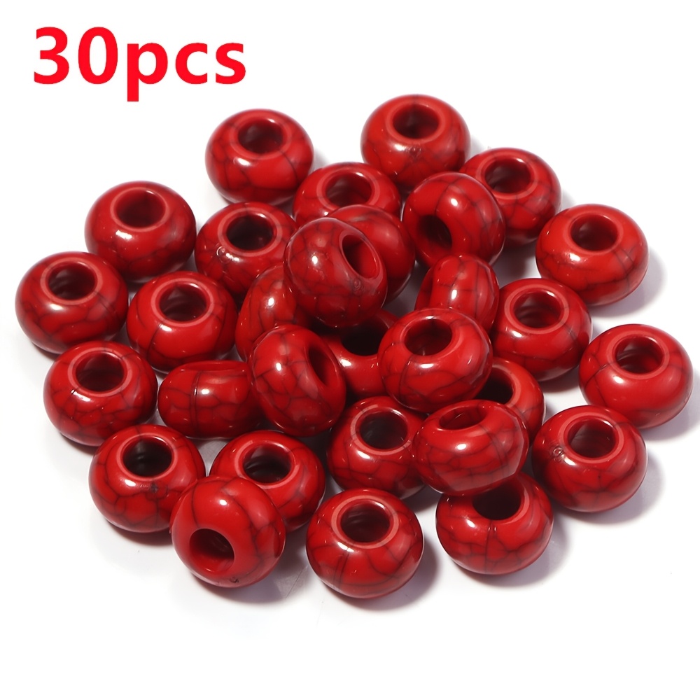 TEMU 30pcs Acrylic Colorful Turquoise-patterned Cracked Large-hole Wheel Beads, Random Color, Suitable For Bracelets, Necklaces, Earrings, Keychains,