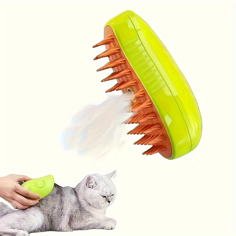 

3-in-1 Self-cleaning Pet Grooming Brush - Usb Rechargeable, Silicone Bristles For Cats & Dogs, Detangles & Removes Loose Fur