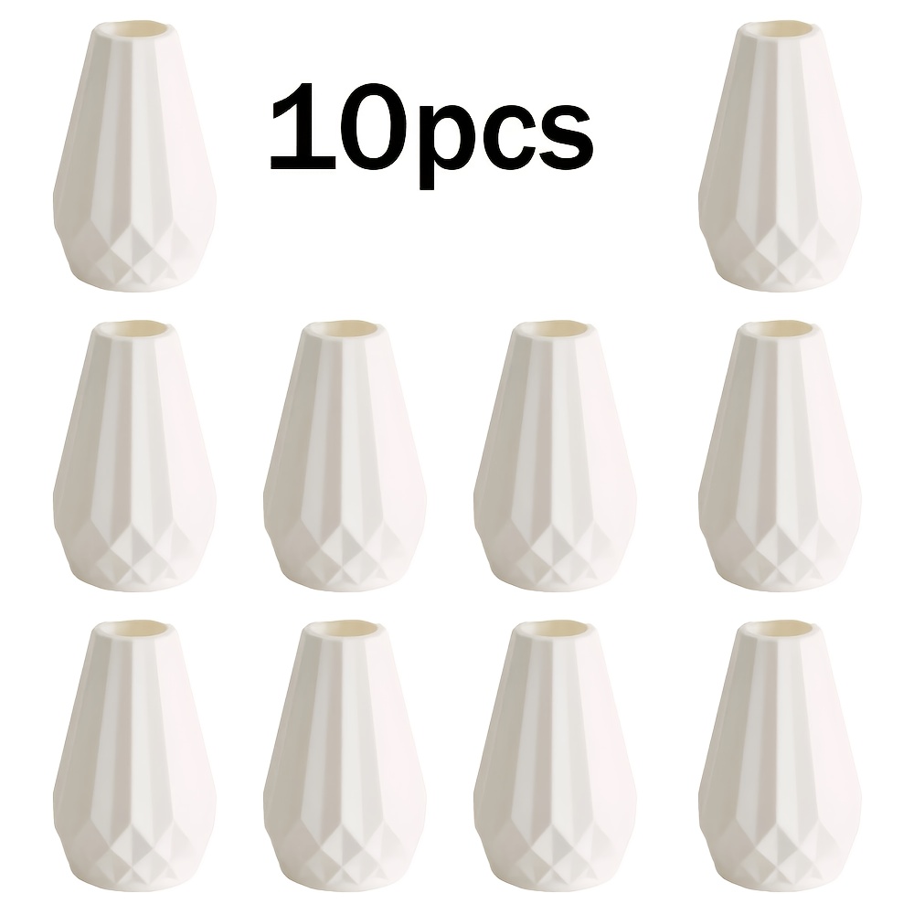 Image of Set Of 10 Asymmetrical White Vases - Versatile Decor For Dining Tables, Weddings, Living Rooms, And Bedrooms, Suitable For , Dried Flowers, And Artificial Plants