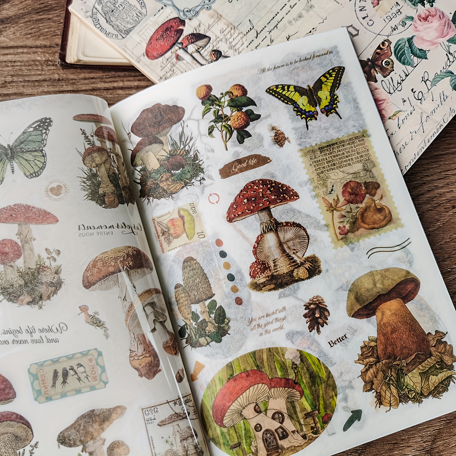 Image of 1 Book Of 20 Sheets Plant, Flower & Stickers – Mixed Material Journal Supplies For Diy & Hand Account Decoration
