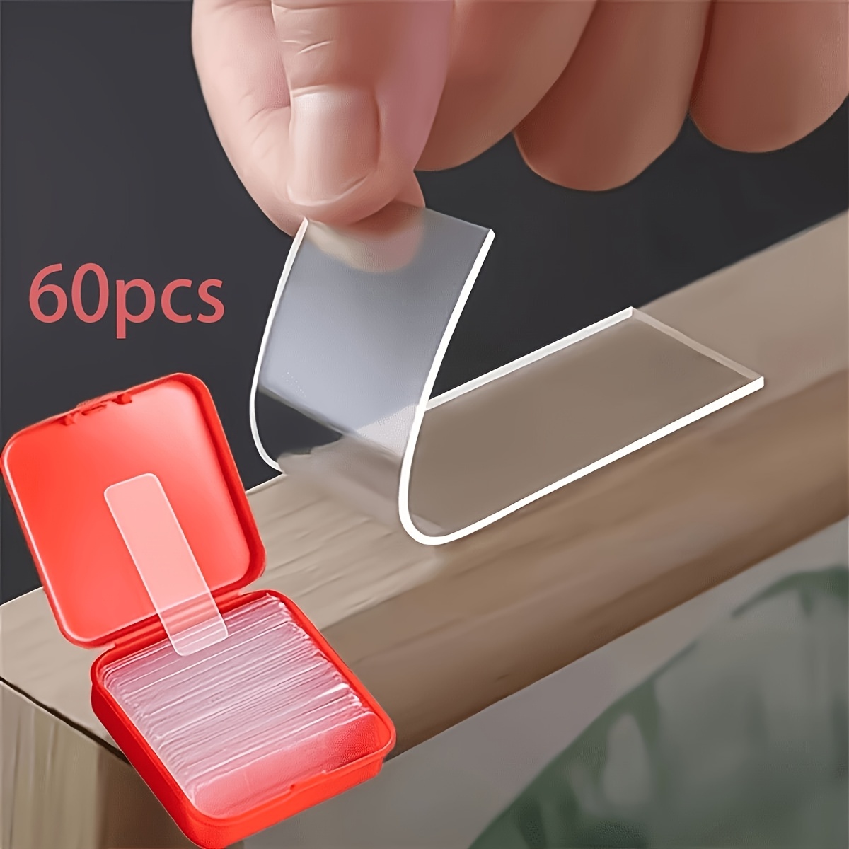TEMU 60pcs Strong Large Adhesive Hooks, Adhesive Door Back, No Drilling Required, Utility Hooks