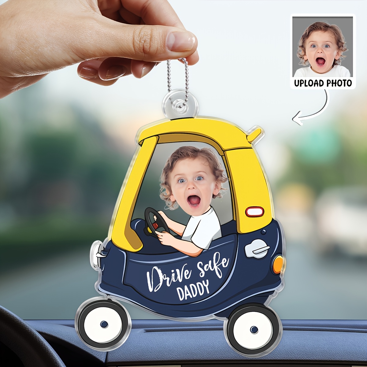 2d flat personalized photo acrylic car hanging decoration custom photo picture frame rearview mirror hanger with your own photos text car mirror accessory gift for dad parents   decoration suitable for motorcycles 2d flat
