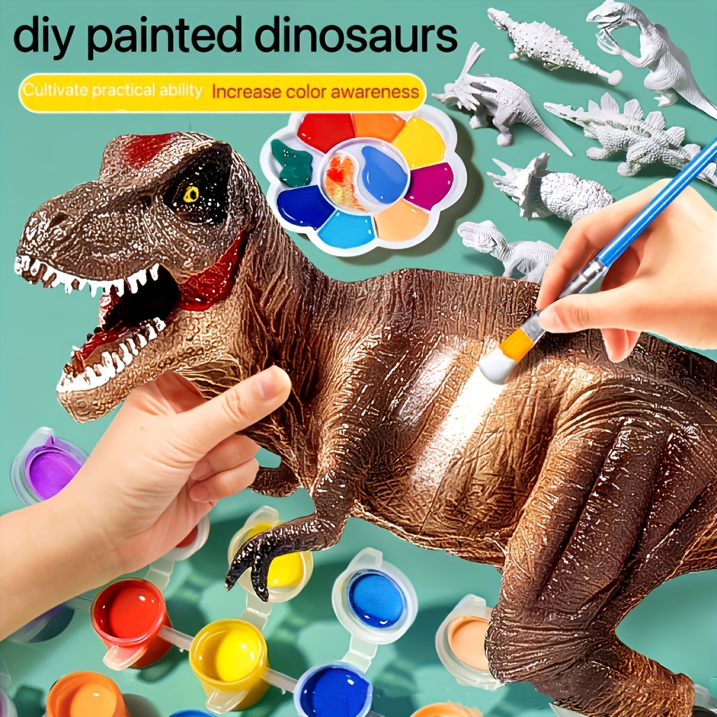 

Kit de dinosaures peints à soi- : Développez vos compétences pratiques, améliorez la des couleurs - Convient aux enfants de 3 à 8 ans