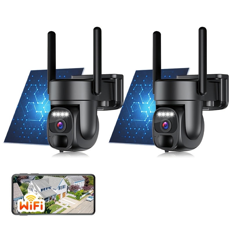 2pcs 4g wifi solar security camera ptz automatic tracking Temu