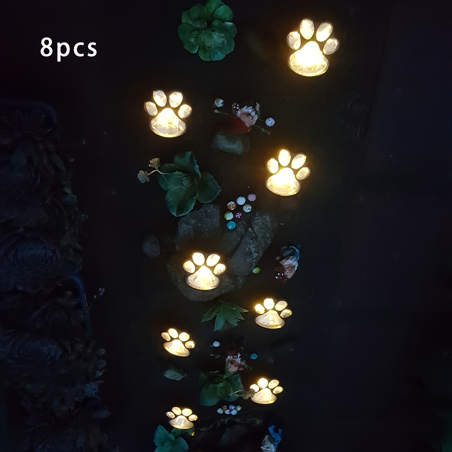 4/8pcs Paw Led Lights-smart Sensor Landscape Lighting For Garden, Yard Lawn Decor, Weather-resistant , Warm White Leds, Adorable Paw Design For Pet Lovers, Gifts, Decorative Outdoor Lights