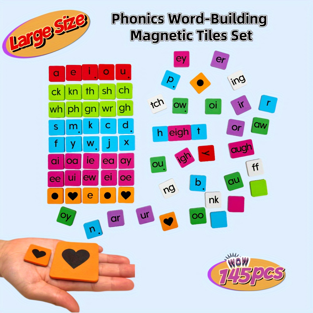 

Large Size Phonics Word-building Magnetic Tiles Set: 145 Pieces For Colorful Learning (consonants, , , And Variant )