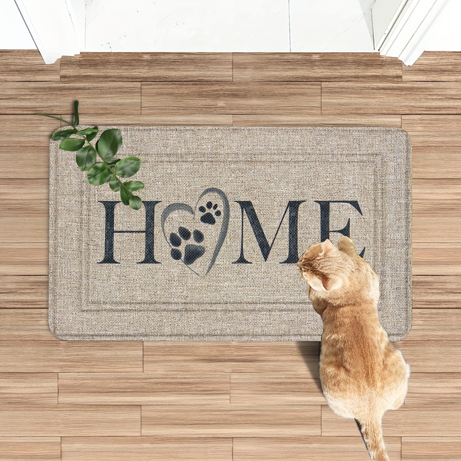 TEMU 1 tapis de porte de avec les lettres "HOME" et des de pattes, tapis de décoration intérieure facile à nettoyer et à entretenir !