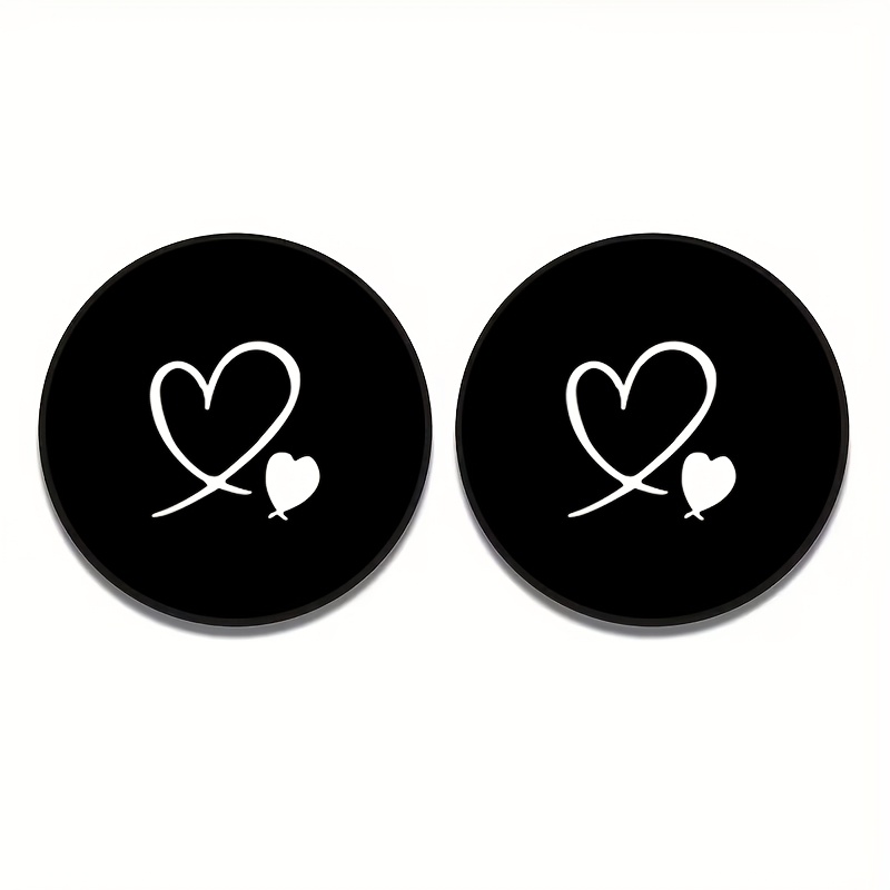 Image of 2pcs Heart Shaped Car Coasters - Non-slip, Heat-resistant, Suitable For Cars, Bars, Cafes And Desks, A Great Gift