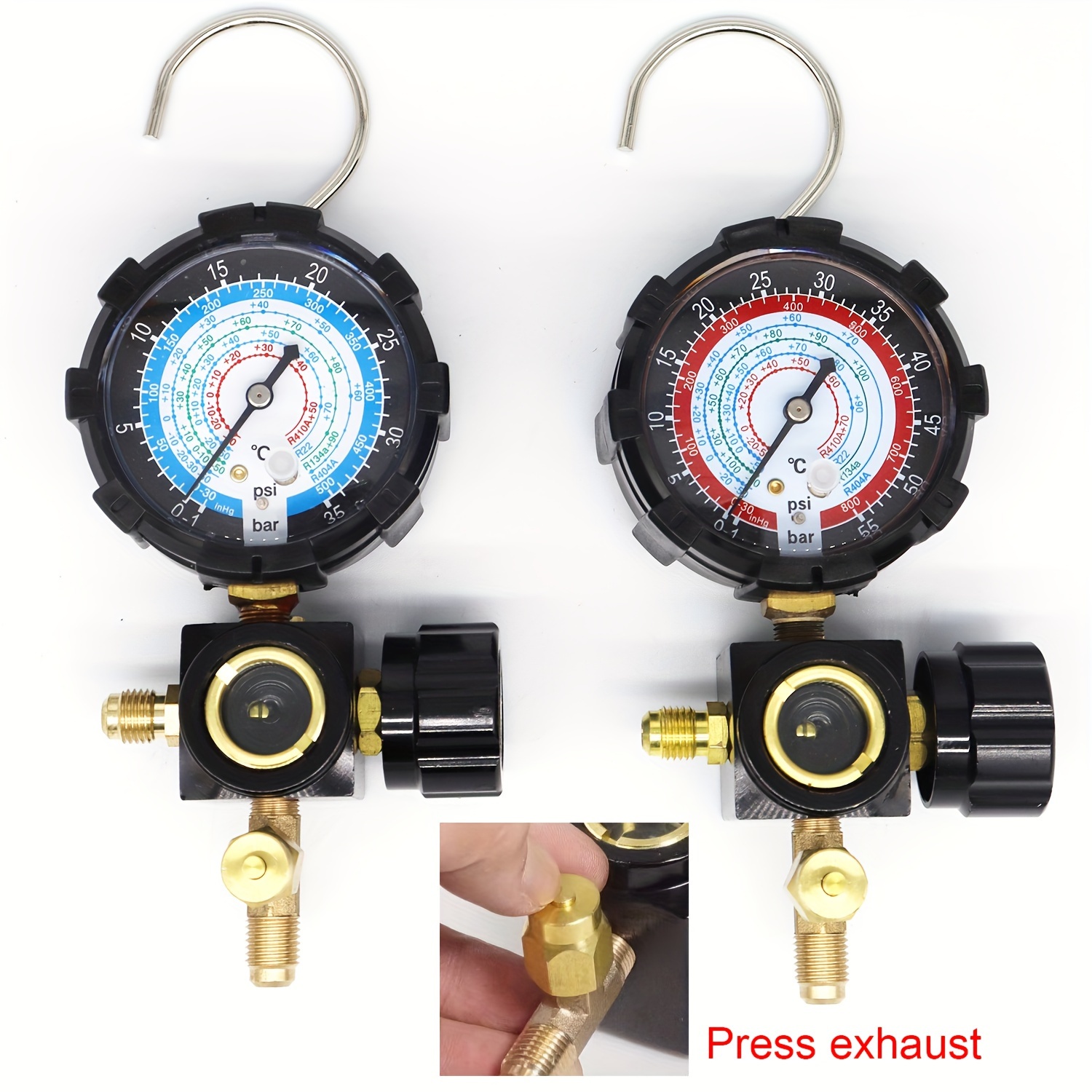 

R134a Refrigerant Pressure Gauge Set For R410a R22 R404a Ac, Low & High Pressure Measurement, Leak Valve, Car Air Conditioner Conversion Tool, Metal Material