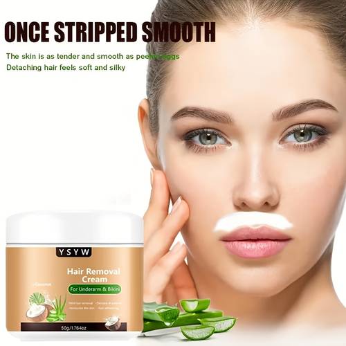 crema depilatoria para axilas y zona del bikini - enriquecida con aloe y coco - rápida y , la piel - ideal para , brazos y piernas - opción para el