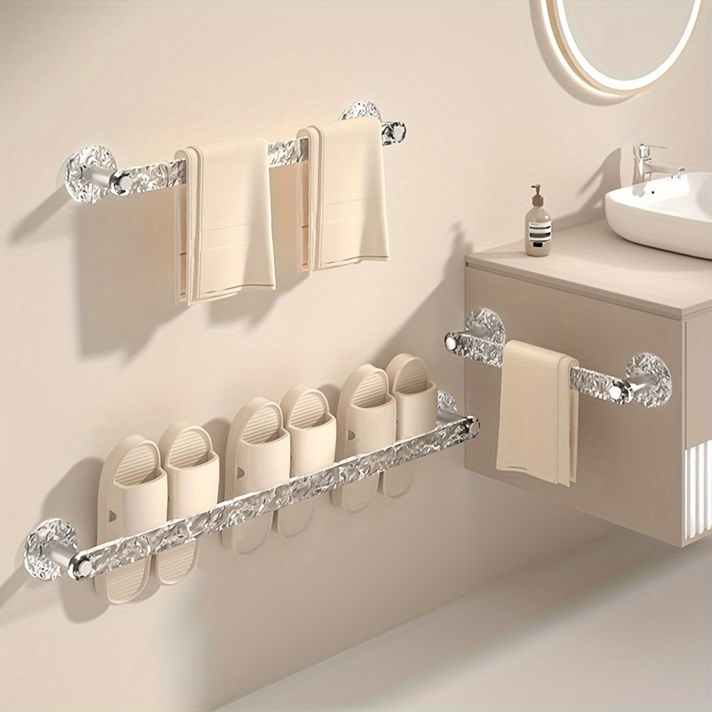 

1pc Plastic Towel , -mounted Bathroom Towel Bar, No-drill Slipper , Box Packaging, Organizer, Towel Racks