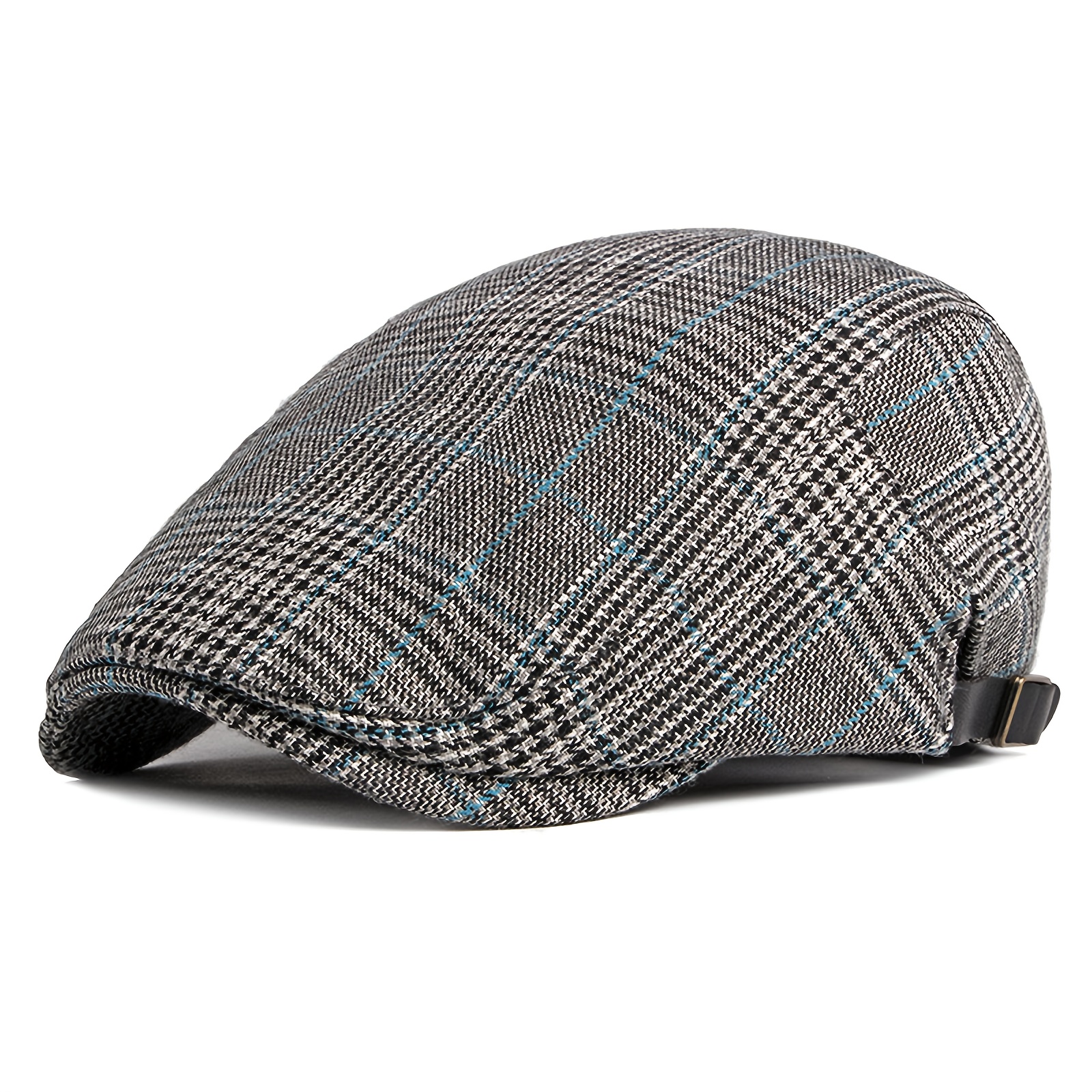 Image of Men's British-style Flat Cap: Classic Solid Color With A Vintage , Featuring A Checkered Beret Design